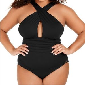 Michael Kors One piece convertible swimsuit black bathing suit - size 20W